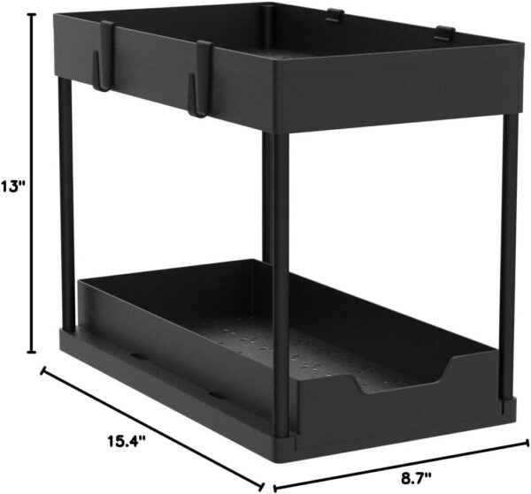 Under Sink Organizer 2 Pack, Bathroom Cabinet Organizer, 2 Tier Sliding Cabinet Basket Organizer Drawer, Multi-Purpose Bath Collection Baskets for Bathroom (Black) - Image 9