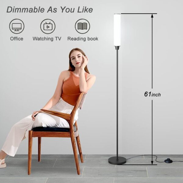 Floor Lamp with Remote Control,Bright Floor Lamps for Living Room/Bedroom/Office, Stepless Adjustable 3000K-6000K Colors and 10-100% Brightness,Standing Light with Foot Switch (Black) - Image 2