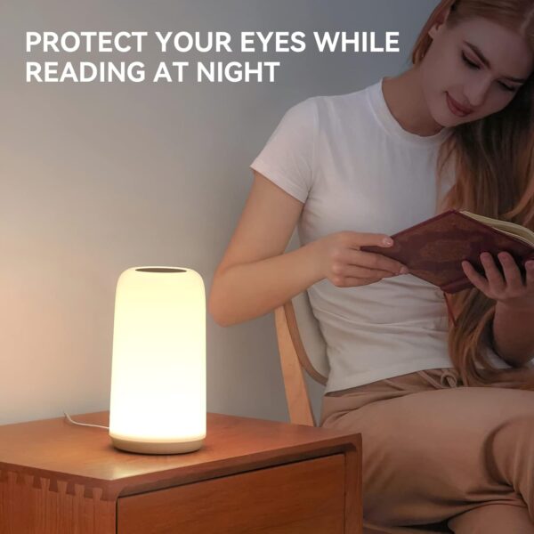 Touch Bedside Table Lamp, [Sleek Design & RGB Mode] 3 Way Dimmable Small Lamp for Bedroom, LED Lamp with Warm White Lights, Multi-Color Smart Nightstand Lamp for for Living Room Home Gifts - Image 7
