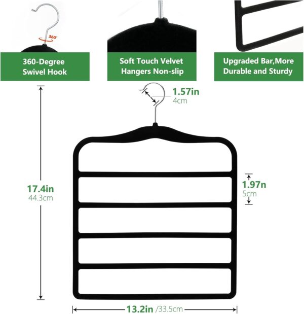 Closet Organizers and Storage,3 Pack Organization and Storage Pants-Hangers-Space-Saving,Velvet Hanger for Dorm Room for College Students Girls Boys Guys Hanging Jean Scarf - Image 4