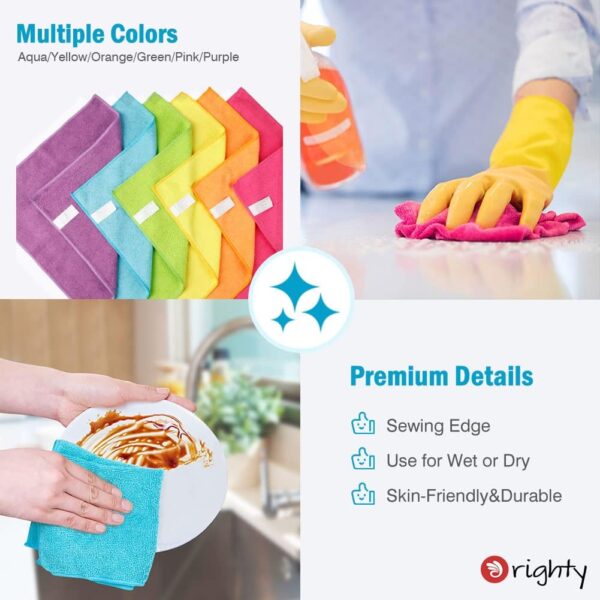 Orighty Cleaning Cloths Pack of 12, Highly Absorbent Microfiber Cleaning Supplies, Lint Free Cloths for Multiple-use, Powerful Dust Removal Clean Rags for House, Kitchen, Car Care(12x12 inch) - Image 6