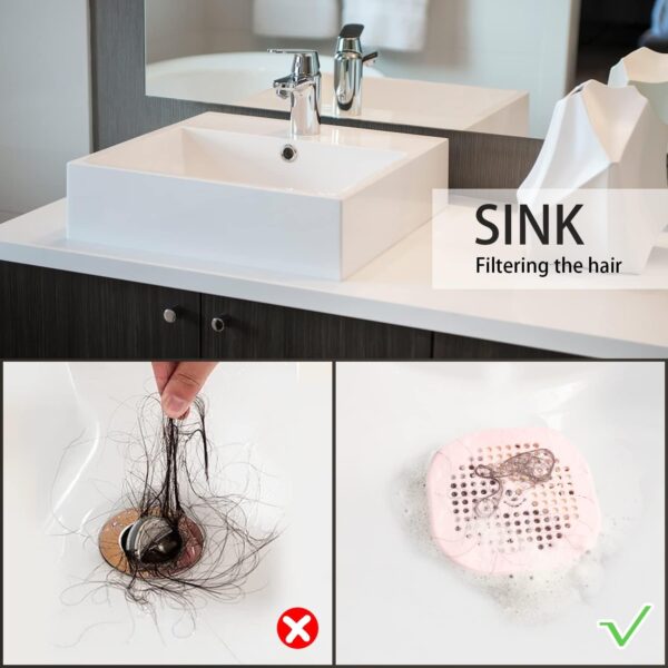 2 Pack Drain Hair Catcher Silicone Bathroom Accessories Shower Drain Protector Sink Drain Strainer Hair Stopper for Shower Kitchen Bathroom Tub Grey - Image 7
