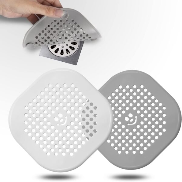 2 Pack Drain Hair Catcher Silicone Bathroom Accessories Shower Drain Protector Sink Drain Strainer Hair Stopper for Shower Kitchen Bathroom Tub Grey - Image 2