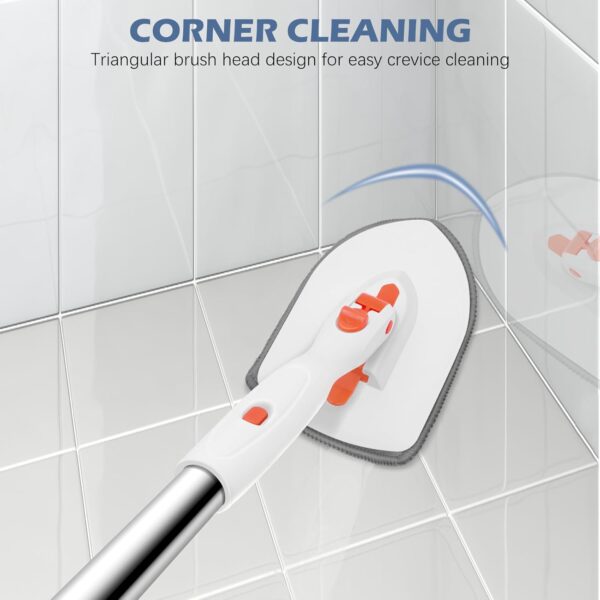 SetSail Floor Scrub Brush, 3-In-1 Tile Tub Floor Scrubber with 52-inch Adjustable Long Handle Shower Cleaner Brush and 3 Detachable Replacement Brush Heads for Cleaning Bathroom Kitchen Walls Tub Tile - Image 5