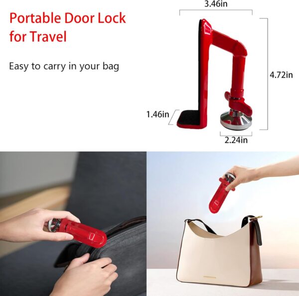 Door Stoppers Security - Portable Door Lock for Travel Anti Theft Door Blocker, Hotel Room Apartment Safety - No Drill Garage Door Brace Devices for Women, Children - Sleep with Peace of Mind - Image 6