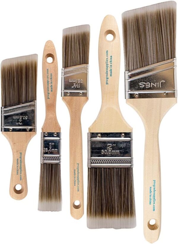 Pro Grade, Paint Brushes, 5-Piece, Paint Brush Set: Flat & Angle Brushes for Latex and Oil Paints, Stains, Interior & Exterior Home Improvement - Image 8