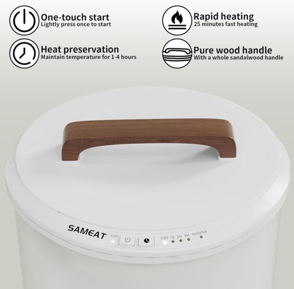 SAMEAT Heated Towel Warmers for Bathroom - Large Towel Warmer Bucket, Wood Handle, Auto Shut Off, Fits Up to Two 40"X70" Oversized Towels, Best Ideals - Image 2