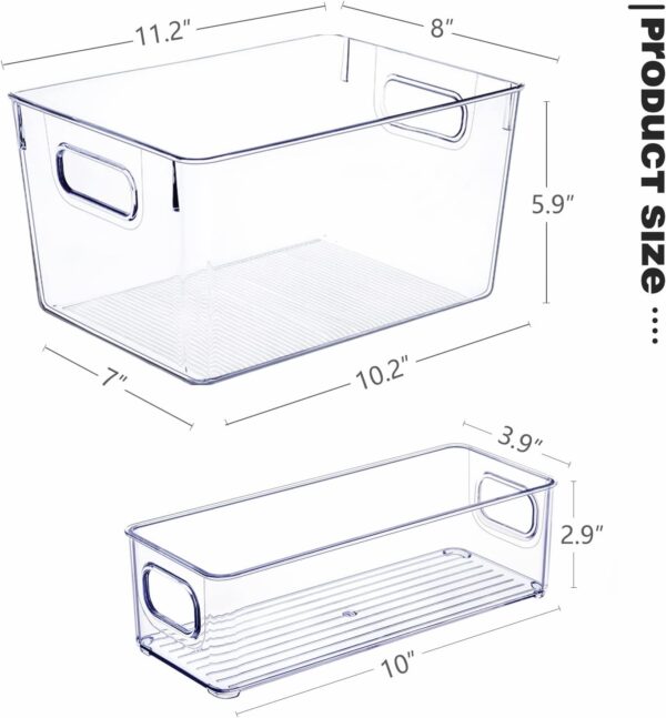 Set of 8 Clear Plastic Storage Bins, 4 Large and 4 Small Stackable Storage Containers for Pantry Organization and Kitchen Storage Bins,Home Edit and Cabinet Organizers - Image 7