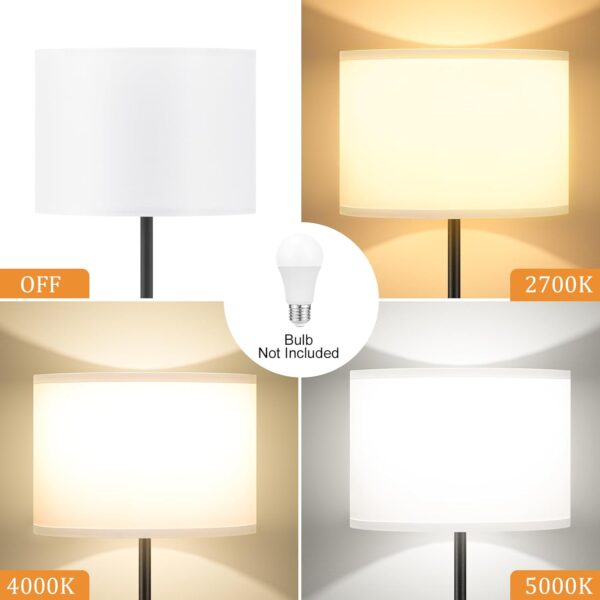 Modern Floor Lamp Simple Design with White Shade, Foot Pedal Switch, 60" Small Tall Lamps for Living Room Bedroom Office Dining Room Kitchen, Black Pole Lamp(Without Bulb) - Image 5