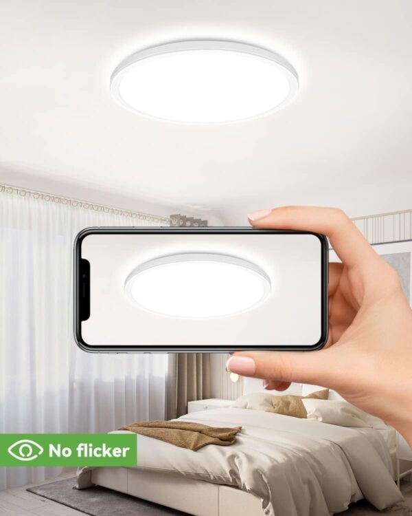 zemty 6Pack 12 Inch LED Flush Mount Ceiling Light, Super Slim 28W 3200lm LED Ceiling Light, 3 Color Temperature in One 3000k/4500k/6000K Round Light Fixture for Bedroom, Kitchen, Dining Room (White) - Image 4
