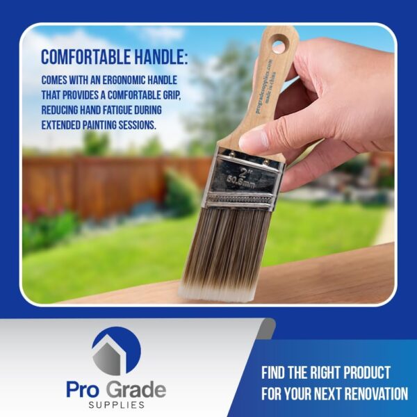 Pro Grade, Paint Brushes, 5-Piece, Paint Brush Set: Flat & Angle Brushes for Latex and Oil Paints, Stains, Interior & Exterior Home Improvement - Image 6