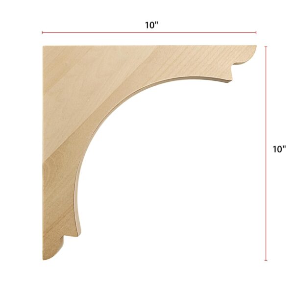 WADDELL Arch Corbel (2 Count, Large) | 10" x 10" x 1¾" Unfinished Hardwood Bracket w/Pre-Installed Keyhole Plate | Decorative Corbels for Shelf, Countertop, Fireplace Mantel, DIY Home Improvement - Image 2