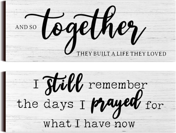 I Still Remember The Days I Prayed Modern Farmhouse Decor Rustic Wood Sign and So Together They Built a Life They Loved Rustic Wood Family Wooden Plaque Signs for Women(White)