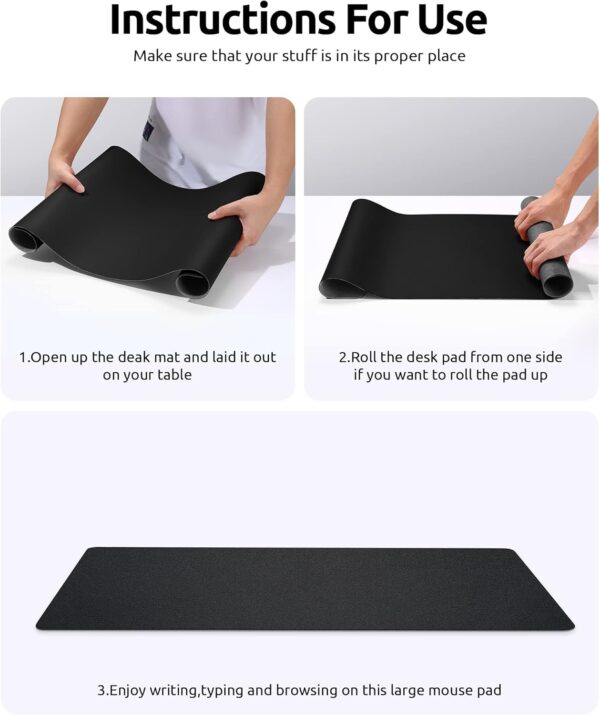 YSAGi Leather Desk Pad Protector, Office Desk Mat, Large Mouse Pad, Non-Slip PU Leather Desk Blotter, Laptop Desk Pad, Waterproof Desk Writing Pad for Office and Home (Black, 23.6" x 13.8") - Image 9