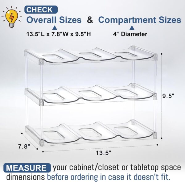 LANDNEOO Stackable Water Bottle Organizer Holder - for Stanley & Others' Large Tumbler Organization - Clear Wine Rack, Bottle Holder for Home Countertop Fridge Pantry Shelf, 3 Tier Hold 9 - Image 2