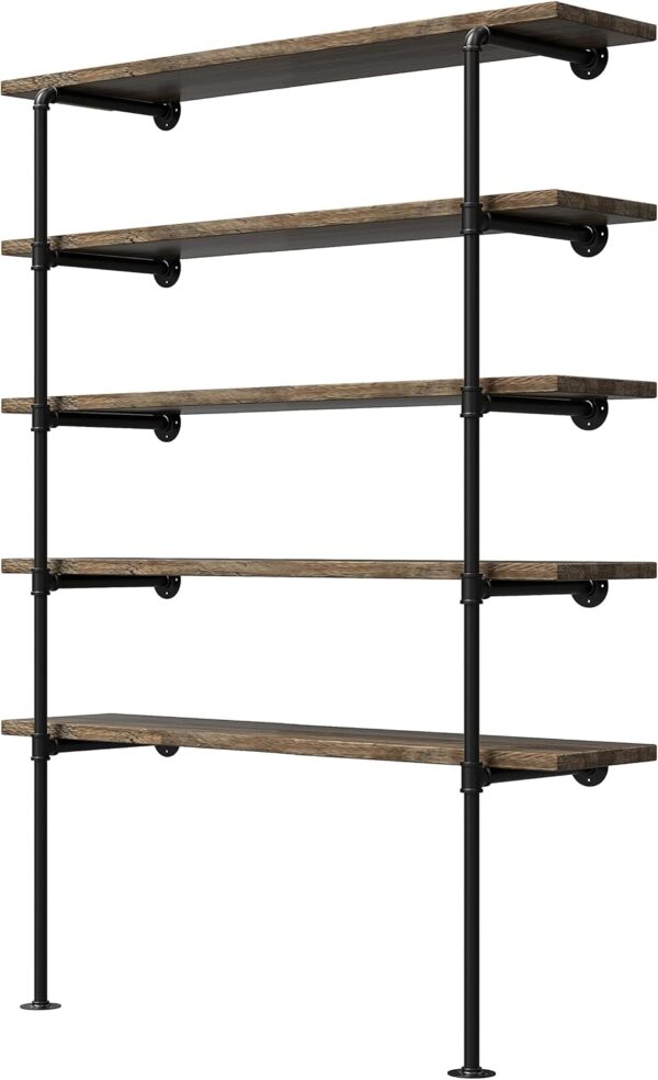 (14"Deep, 2Pcs)Industrial Retro Wall Mount Iron Pipe Shelf,DIY Open Bookshelf,Hung Bracket,Home Improvement Kitchen Shelves,Tool Utility Shelves, Office Shelves, Bookshelves and bookcases