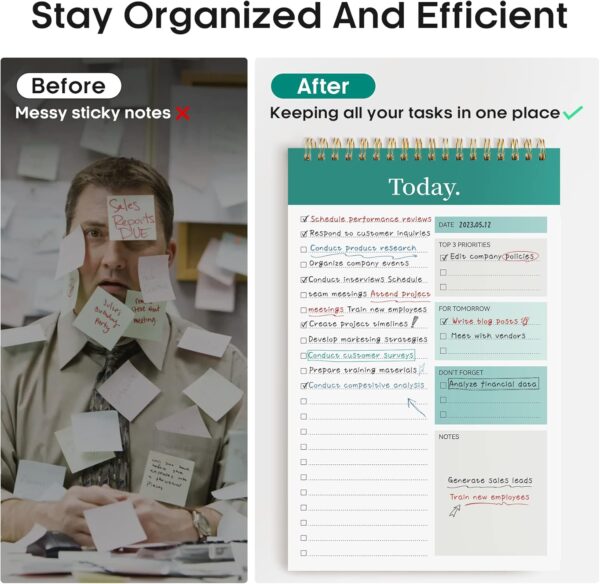 To Do List Pad - To Do List Notebook for Work with 52 Sheets, Undated Daily Planner Perfect for Daily Tasks and Goal Setting, To Do List Notepad Suitable for Office, Home and School-Greenery Sway - Image 5