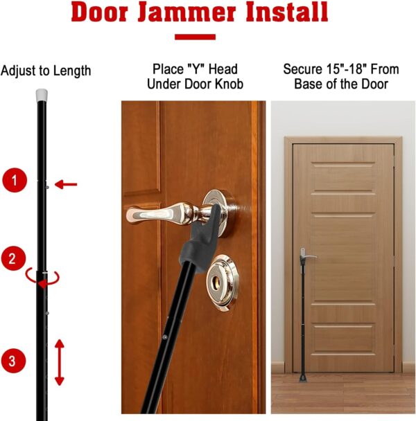 SECURITYMAN 2-in-1 Door Security Bar & Sliding Patio Door Security Bar (2 Pack) via Interchangeable Caps - Heavy Duty Iron Construction Door Stoppers for Home, Apartment, Travel Hotel - Black - Image 9
