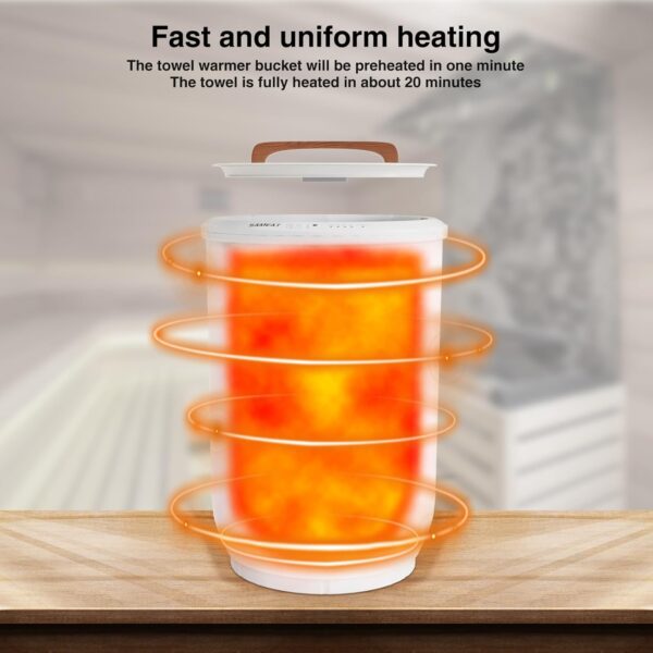 SAMEAT Heated Towel Warmers for Bathroom - Large Towel Warmer Bucket, Wood Handle, Auto Shut Off, Fits Up to Two 40"X70" Oversized Towels, Best Ideals - Image 6