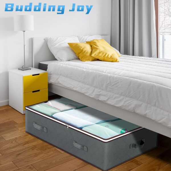 Budding Joy 90L Under Bed Storage Containers, Closet Organizers and Storage Bins, Foldable Underbed Storage Bags for Blankets, Towels, Comforter, Sweaters, Pillows, Linen Sheets, Wrapping Paper - Image 4