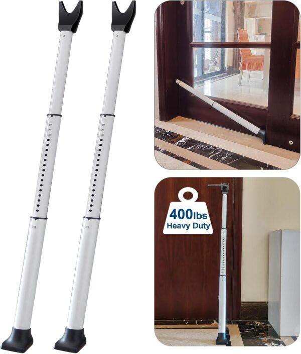 2 Pack Rerishom Door Security Bar, Door Stoppers Security bar,Heavy Duty Door Lock Security Door Jammer Door Stopper for Apartment, Hotel Room,Screen Door Hardware, Gate Lock Bar