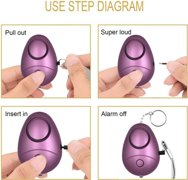 KOSIN Safe Sound Personal Alarm, 6 Pack 140DB Personal Security Alarm Keychain with LED Lights, Emergency Safety Alarm for Women, Men, Children, Elderly - Image 5