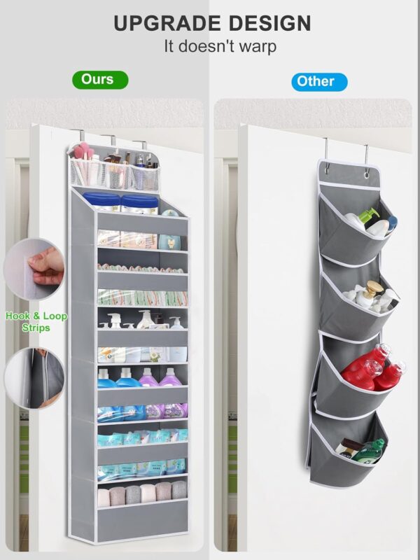 Over Door Hanging Organizer, No Tilt Baby Closet Organizer for Diaper Kids Toys Shoes Over Door Storage Organizer with 6 Large Capacity Pockets for Newborn Essentials Nursery Bedroom Bathroom - Image 2