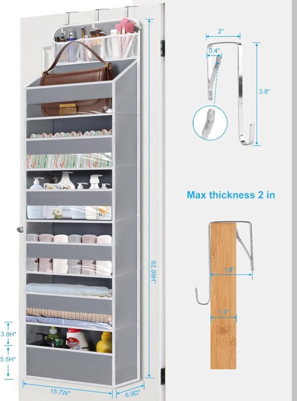 Over Door Hanging Organizer, No Tilt Baby Closet Organizer for Diaper Kids Toys Shoes Over Door Storage Organizer with 6 Large Capacity Pockets for Newborn Essentials Nursery Bedroom Bathroom - Image 5