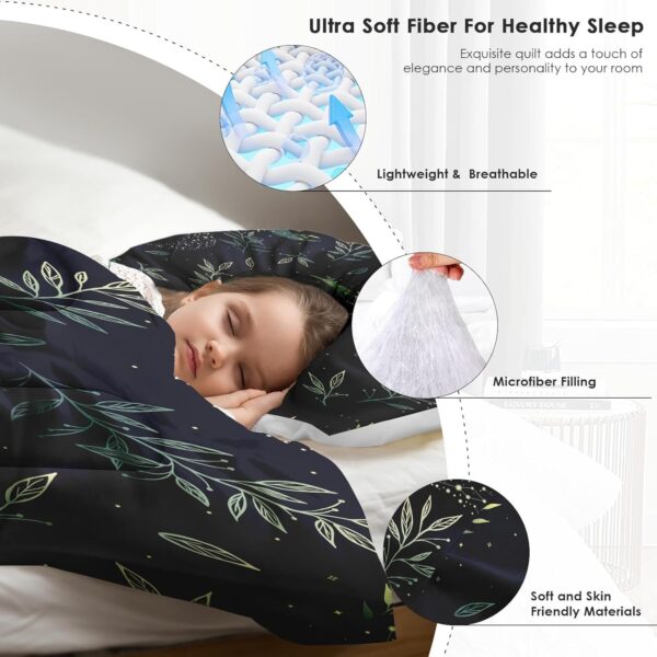 Comforter Set Full Size, Boho Space Green Retro Soft 3 Pcs Bedding for Kids and Adults, Herbs Witch Floral Comforter Set with Pillowcase, for Bedroom Bed Decor - Image 5