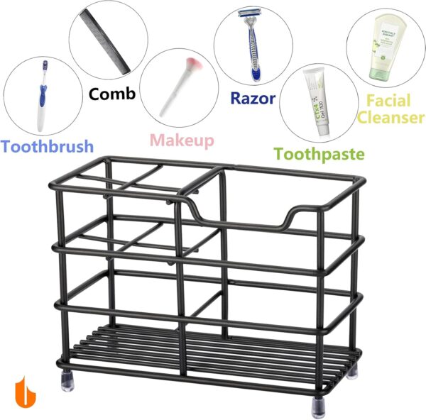 Urbanstrive 304 Stainless Steel Bathroom Toothbrush Holder Toothpaste Holder Stand Bathroom Accessories Organizer, Black - Image 4