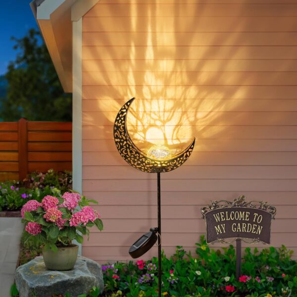 HOMEIMPRO Moon Solar Lights Outdoor Garden Stakes Waterproof, Garden Gifts Outside Decorative Lights for Lawn, Patio Accessories, Backyard Decorations Birthday,Mothers Day Gifts Mom Women (Bronze) - Image 4