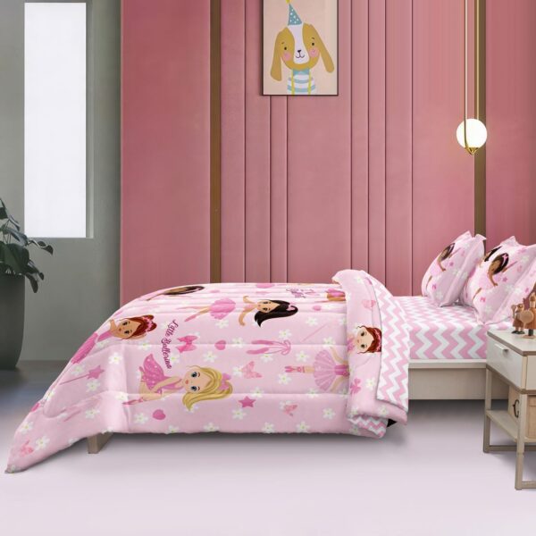 Full Bedding Set for Girls Kids 5 Pieces Comforter Sets Bed in a Bag Pink Floral Ballerina Bedding Comforter Sheet Set Cute Bedroom Decor - Image 4