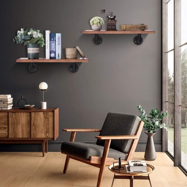 12 Pack Industrial DIY Pipe Shelf Brackets ,Vintage Black Iron Wall Mount Pipe Shelving Bracket, Rustic Home Pipe Shelf - Image 4