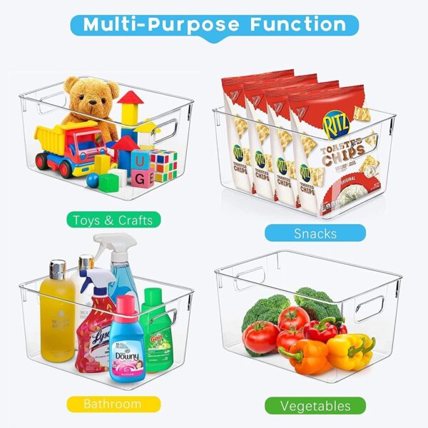 Set of 8 Clear Plastic Storage Bins, 4 Large and 4 Small Stackable Storage Containers for Pantry Organization and Kitchen Storage Bins,Home Edit and Cabinet Organizers - Image 3