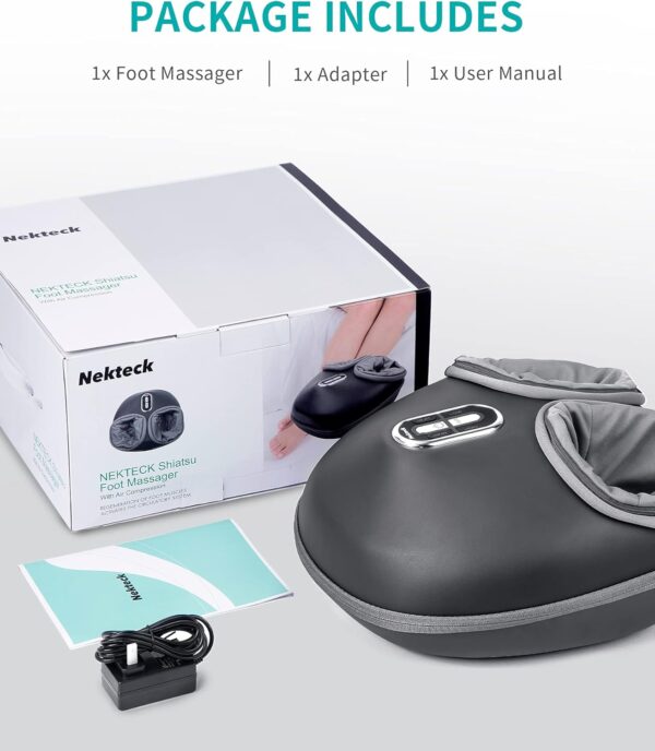 Nekteck Shiatsu Foot Massager Machine with Soothing Heat, Deep Kneading Therapy, Air Compression, Improve Blood Circulation and Foot Wellness,Relax for Home or Office Use(Gray) - Image 9