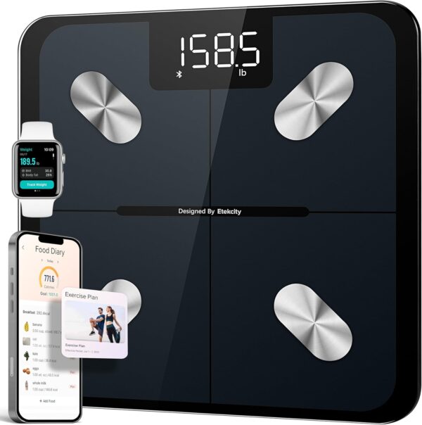 Etekcity Smart Scale for Body Weight FSA HSA Store Eligible, Bathroom Digital Weighing Scale with BMI, Body Fat, Muscle Mass, Accurate Bluetooth Home User Health Equipment Sync Apps