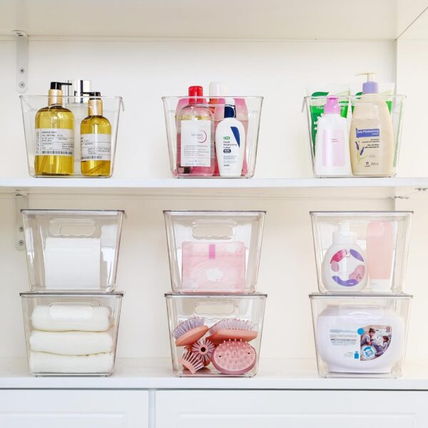 Vtopmart 6 Pack Clear Stackable Storage Bins with Lids, Large Plastic Containers with Handle for Pantry Organizer and Storage,Perfect for Bathroom,Cabinet,Kitchen,Fridge,Closet Organization - Image 5