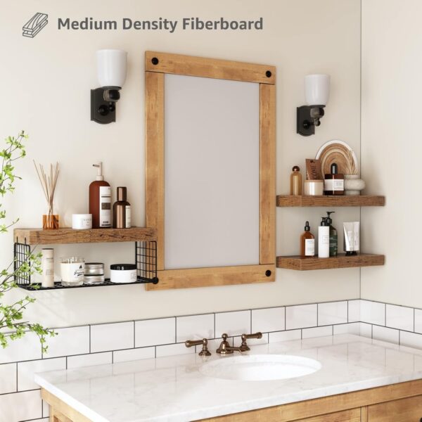 QEEIG Bathroom Shelves Over Toilet Wall Mounted Floating Shelves Farmhouse Shelf Toilet Paper Storage Small 16 inch Set of 3, Rustic Brown (019-BN3) - Image 5