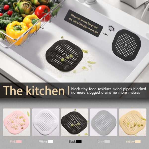 2 Pack Drain Hair Catcher Silicone Bathroom Accessories Shower Drain Protector Sink Drain Strainer Hair Stopper for Shower Kitchen Bathroom Tub Grey - Image 4