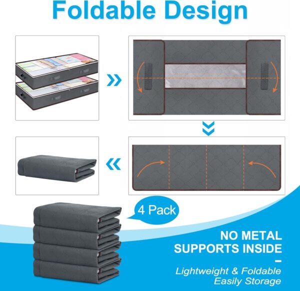 Budding Joy 90L Under Bed Storage Containers, Closet Organizers and Storage Bins, Foldable Underbed Storage Bags for Blankets, Towels, Comforter, Sweaters, Pillows, Linen Sheets, Wrapping Paper - Image 6