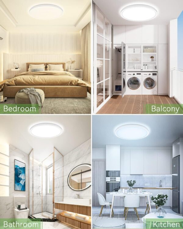 zemty 6Pack 12 Inch LED Flush Mount Ceiling Light, Super Slim 28W 3200lm LED Ceiling Light, 3 Color Temperature in One 3000k/4500k/6000K Round Light Fixture for Bedroom, Kitchen, Dining Room (White) - Image 5