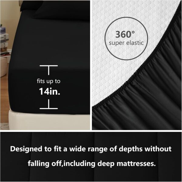 CozyLux Queen Comforter Set Black 7 Pieces Bed in a Bag Black Comforters Queen Size Bed Set Bedding Sets Queen with All Season Stitch Quilted Comforter, Flat Sheet, Fitted Sheet, Pillowcases - Image 6