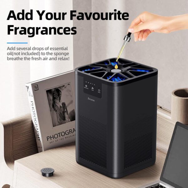 AROEVE Air Purifiers for Bedroom Air Purifier With Aromatherapy Function For Pet Smoke Pollen Dander Hair Smell 20dB Air Cleaner For Bedroom Office Living Room, MK06- Black(Available for California) - Image 4