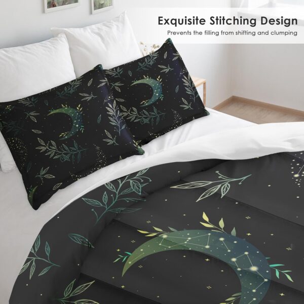 Comforter Set Full Size, Boho Space Green Retro Soft 3 Pcs Bedding for Kids and Adults, Herbs Witch Floral Comforter Set with Pillowcase, for Bedroom Bed Decor - Image 4
