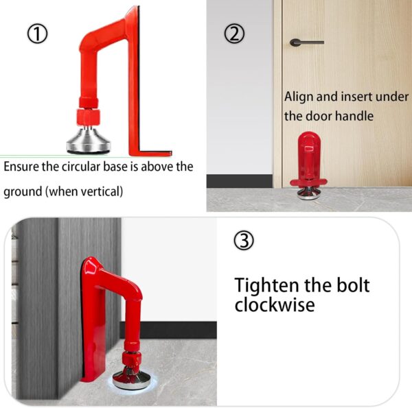 Door Stoppers Security - Portable Door Lock for Travel Anti Theft Door Blocker, Hotel Room Apartment Safety - No Drill Garage Door Brace Devices for Women, Children - Sleep with Peace of Mind - Image 5