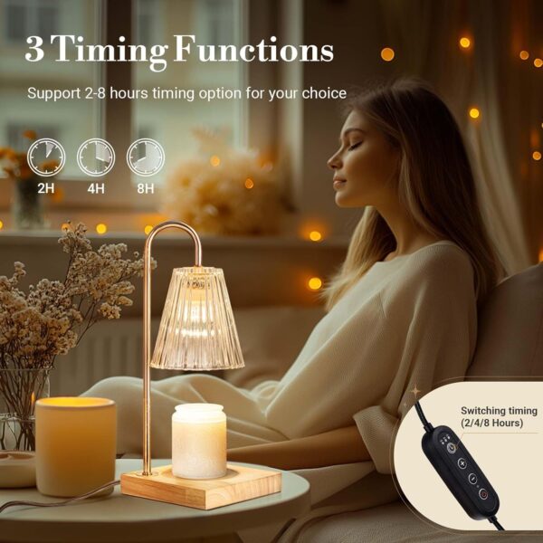 Candle Warmer Lamp with Timer Dimmer, Mothers Day Birthday Gifts for Mom Women Friend Sister, House Warming Gifts New Home Room Decor, Wax Melt Warmer with 2 Bulbs for Jar Candles - Image 4