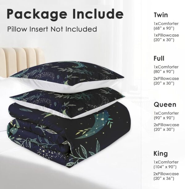 Comforter Set Full Size, Boho Space Green Retro Soft 3 Pcs Bedding for Kids and Adults, Herbs Witch Floral Comforter Set with Pillowcase, for Bedroom Bed Decor - Image 6