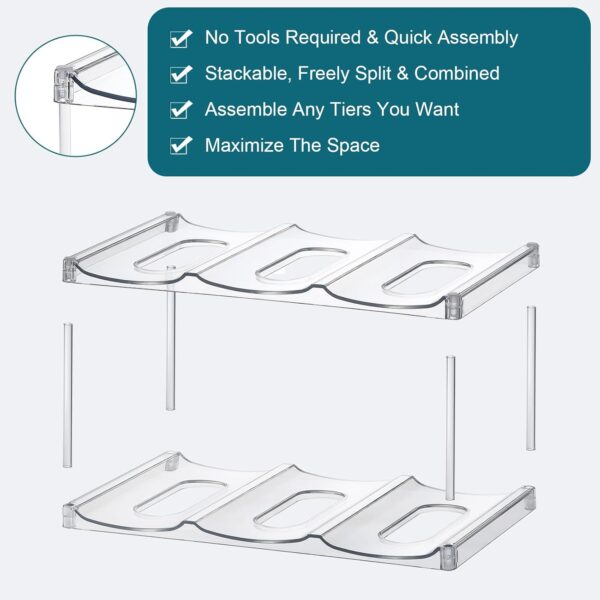 LANDNEOO Stackable Water Bottle Organizer Holder - for Stanley & Others' Large Tumbler Organization - Clear Wine Rack, Bottle Holder for Home Countertop Fridge Pantry Shelf, 3 Tier Hold 9 - Image 6