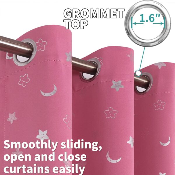 BGment Pink Curtains for Girls Bedroom, Star and Moon Blackout Curtains for Kids Babys Room 63 Inch Long, Thermal Insulated Room Darkening Window Drapes with Grommet for Nursery, 2 Panels, 42 Wide - Image 5