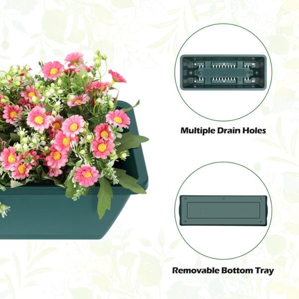 Raised Garden Bed 3 Tier Vertical Garden Planter Standing Garden Bed Planter Box Outdoor Herb Planter with Drainage Holes Removable Tray for Patio Balcony Porch Green - Image 4